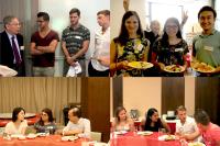 CWC student ambassadors with the exchange students at the Welcome Lunch in Term 1, 2017–18